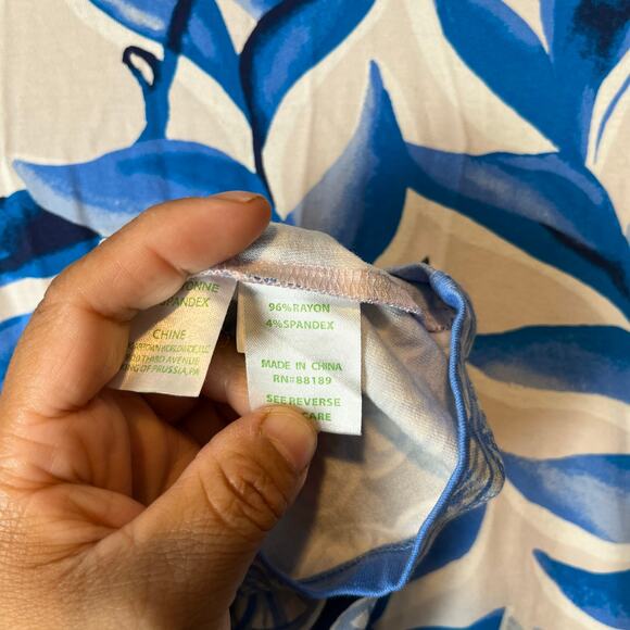 Lilly Pulitzer Shift Dress‎ Blue Palm Print with Bell Sleeves Sz XS - Picture 4 of 7